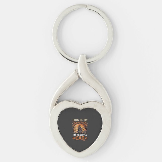 This Is My Human Costume Really Cat Halloween Witc Keychain (Front)