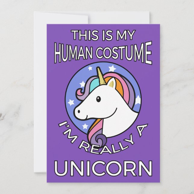 This Is My Human Costume - Unicorn Edition II Invitation (Front)