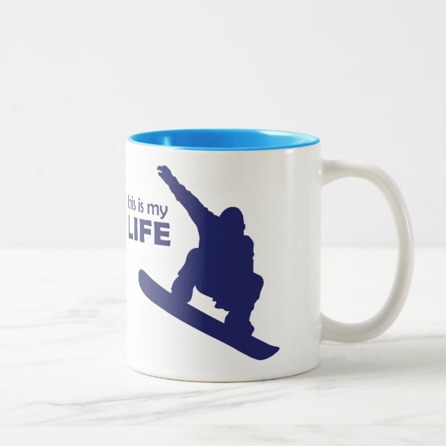 This Is My Life (Snowboarding) Two-Tone Coffee Mug (Right)