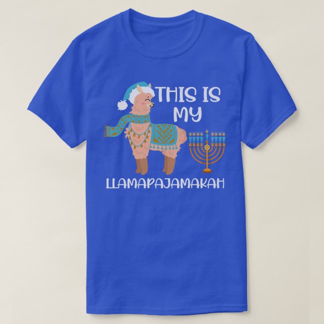 This is My LlamaPajamakah Happy Hanukkah Pajama Me T-Shirt (Design Front)