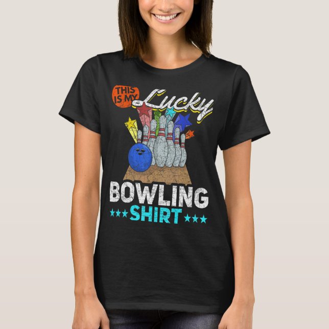 This Is My Lucky Bowling   Bowling Pins Bowler Bow T-Shirt (Front)