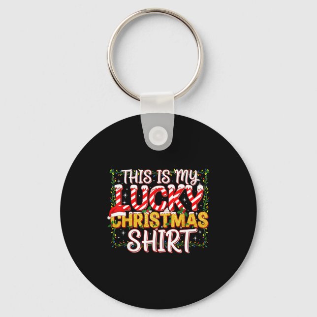 This Is My Lucky Christmas Gambling Shirt Bold Hol Keychain (Front)