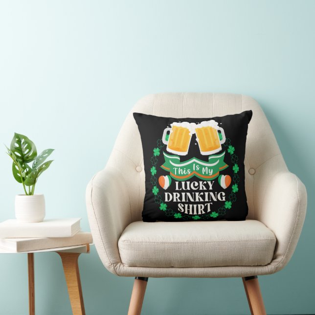 This Is My Lucky Drinking Beer St. Patrick's Day Throw Pillow (Chair)