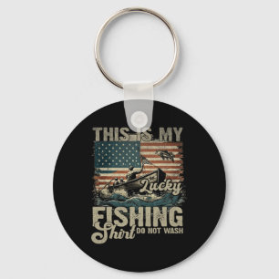 This Is My Lucky Fishing Shirt Do Not Wash Patriot Keychain