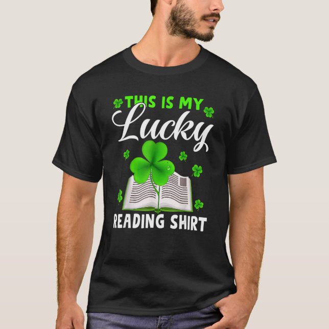 This Is My Lucky Reading  St Patrick's Day Book T-Shirt (Front)