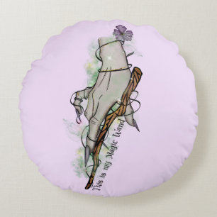 This Is My Magic Wand – Gothic Witch Hand Round Pillow