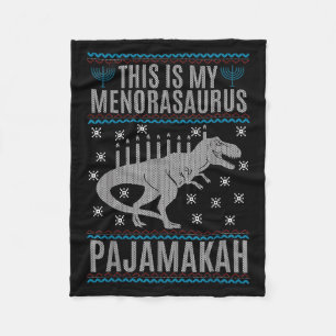 This Is My Menorah-saurus Happy Hanukkah Dinosaur Fleece Blanket