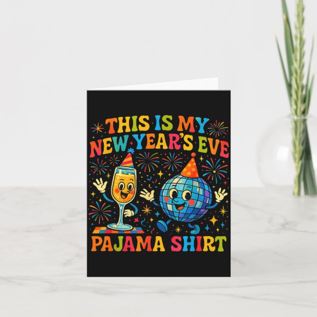 This Is My New Year’s Eve Pajama Funny Retro Gift  Card (Front)