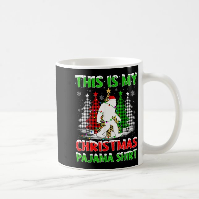 This Is My Pajama Shirt Bigfoot Xmas Tree Plaid Ch Coffee Mug (Right)