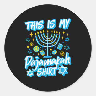 This Is My Pajamakah Hanukkah Menorah Candles Funn Classic Round Sticker