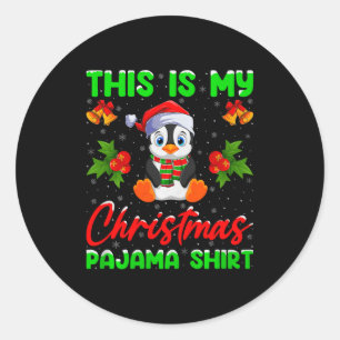This Is My Penguin Christmas Pajamas Funny Penguin Classic Round Sticker