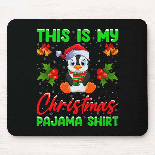 This Is My Penguin Christmas Pajamas Funny Penguin Mouse Pad (Front)