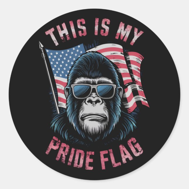 This Is My Pride Flag American Flag Bigfoot  Classic Round Sticker (Front)