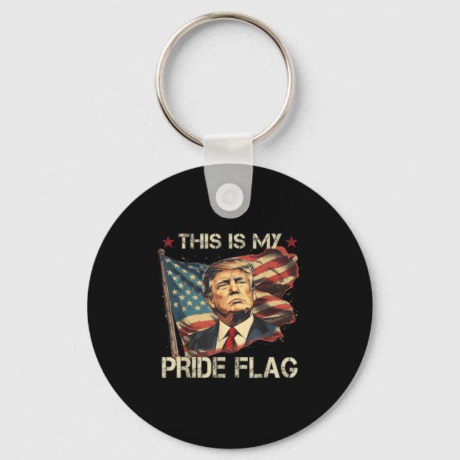 This Is My Pride Flag American Flag Patriotic  Keychain (Front)