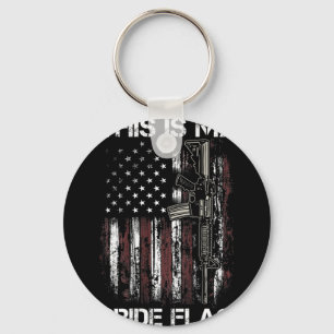 This Is My Pride Flag Gun Usa American 4th Of July Keychain