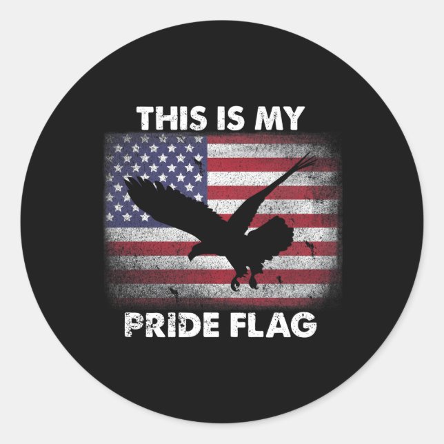 This Is My Pride Flag Usa American 4Th Of July Pat Classic Round Sticker (Front)