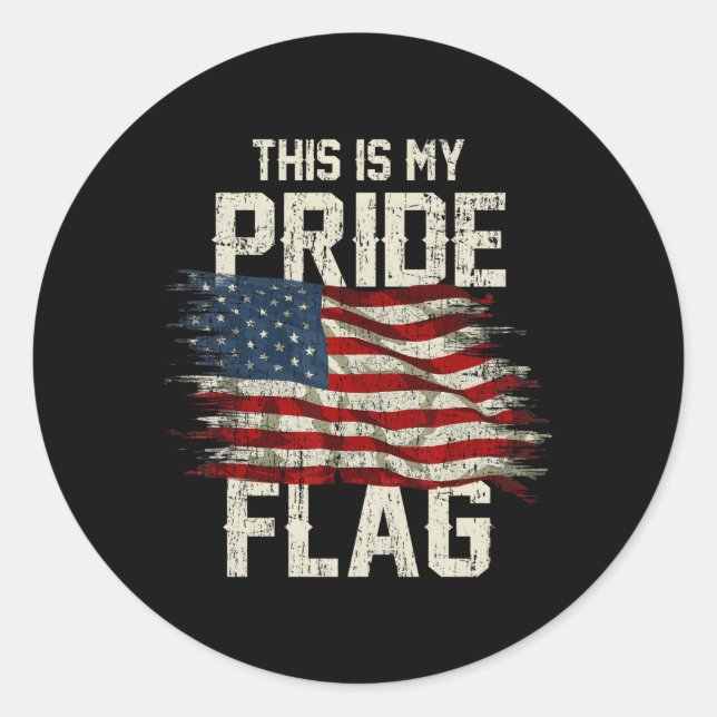 This Is My Pride Flag Usa American 4Th Of July Pat Classic Round Sticker (Front)