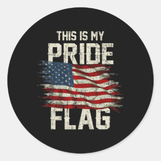 This Is My Pride Flag Usa American 4Th Of July Pat Classic Round Sticker