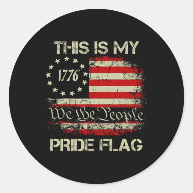 This Is My Pride Flag Usa American 4th Of July Pat Classic Round Sticker (Front)