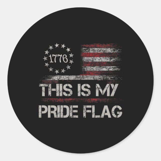 This Is My Pride Flag Usa American 4Th Of July Pat Classic Round Sticker (Front)