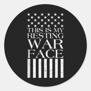 This Is My Resting War Face U.s. Flag Veteran  Classic Round Sticker