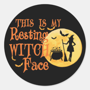 This Is My Resting Witch Face - Funny Halloween Classic Round Sticker