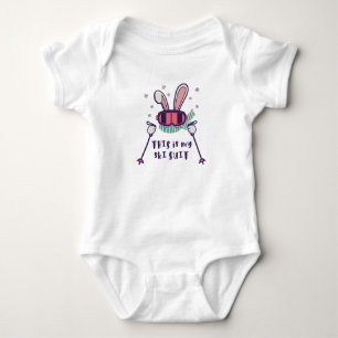 This is my Ski Suit Skiing Rabbit with ski poles Baby Bodysuit