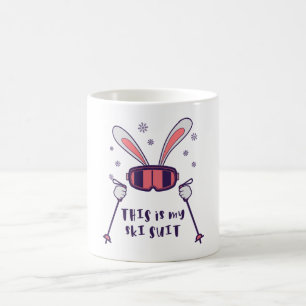 This is my Ski Suit Skiing Rabbit with ski poles Coffee Mug