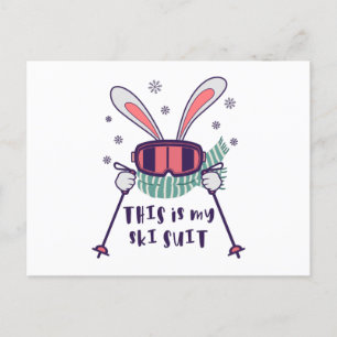 This is my Ski Suit Skiing Rabbit with ski poles Postcard