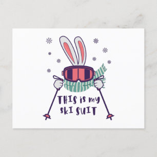 This is my Ski Suit Skiing Rabbit with ski poles Postcard