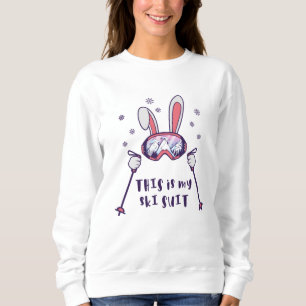 This is my Ski Suit Skiing Rabbit with ski poles Sweatshirt