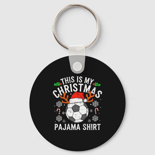 This Is My Soccer Christmas Pajama Shirt Srts Mens Keychain (Front)