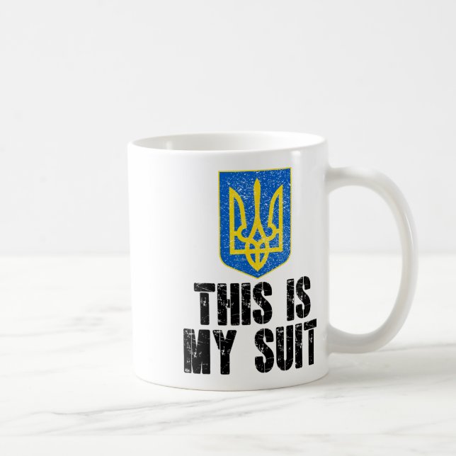This Is My Suit Support Ukraine Trident Ukrainian  Coffee Mug (Right)