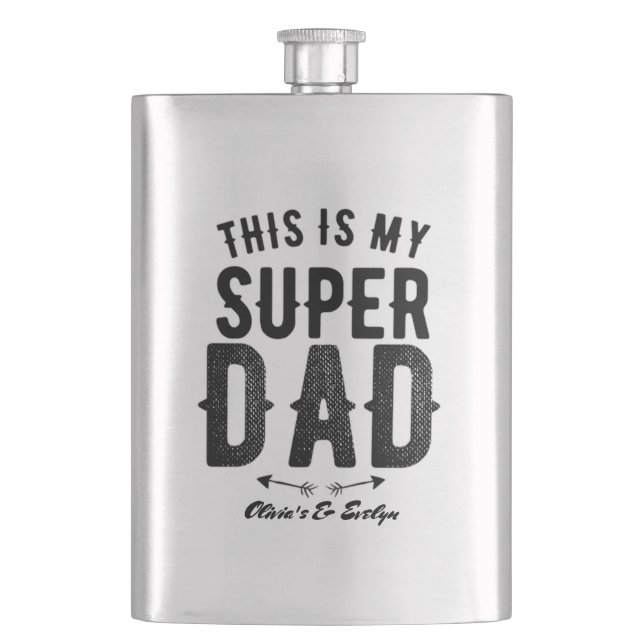 This is My Super Dad Personalized Father's day Hip Flask (Front)