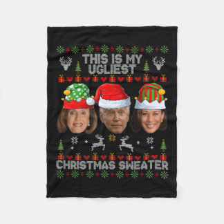 This Is My Ugliest Christmas Sweater Funny Joe Bid Fleece Blanket