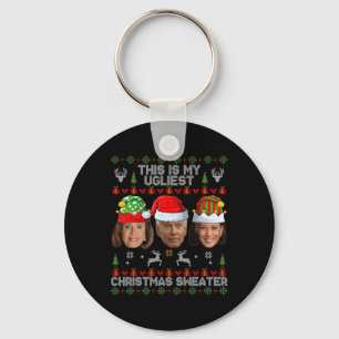 This Is My Ugliest Christmas Sweater Funny Joe Bid Keychain