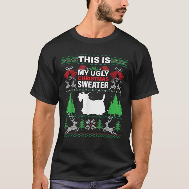 This Is My Ugly Christmas Funny Scottie Dog  T-Shirt (Front)