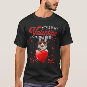 This Is My Valentine Pajama Norwegian Forest Cat T-Shirt