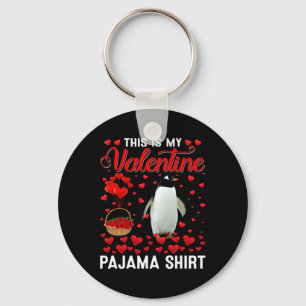 This Is My Valentine Shirt Penguin Red Heart Anima Keychain