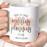 This Is My Wedding Planning Mug Watercolor Name<br><div class="desc">This Is My Wedding Planning Mug Watercolor Name Personalized Coffee Cup. The perfect gift for the engaged bride to be. Blush pink watercolor and grey script design. Personalize this custom design with your own name or text.</div>