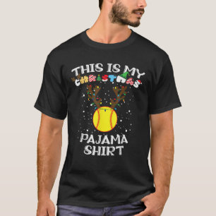 This Is My Xmas Pajama Softball Reindeer Funny T-Shirt