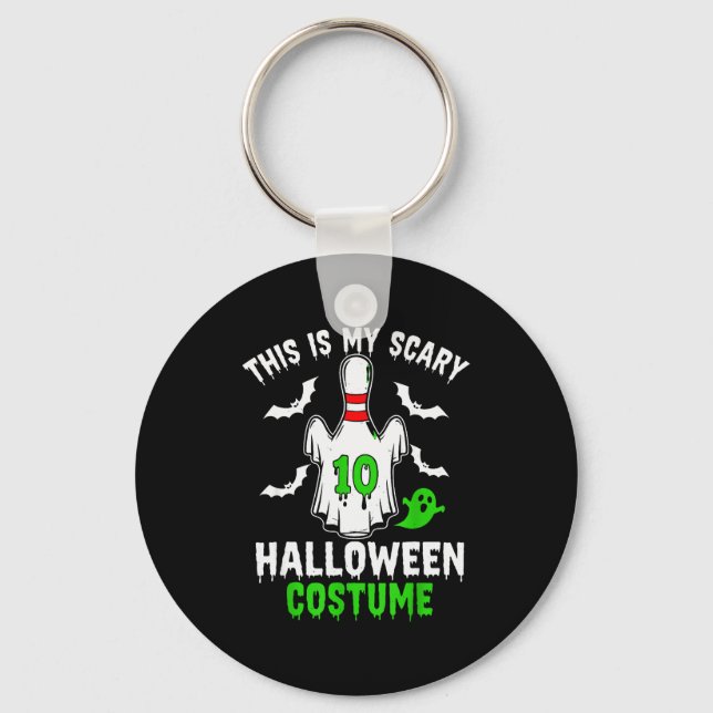 This Is My Y Halloween Costume Bowling N Ghost Sok Keychain (Front)