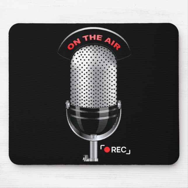 This Is Podcast Mic Costume Funny Podcasters Mouse Pad (Front)