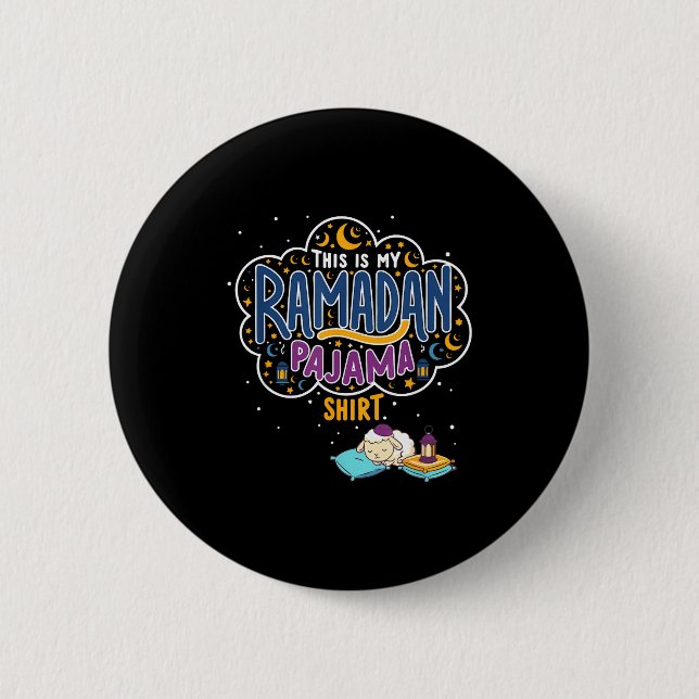 This is ramadan pajama shirt funny sleeping sheep 2 inch round button (Front)