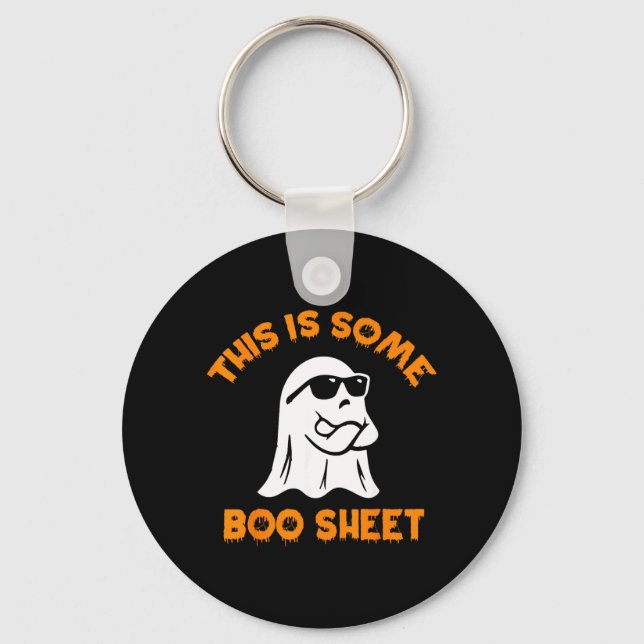This Is Some Boo Sheet Cool Ghost Funny Halloween Keychain (Front)