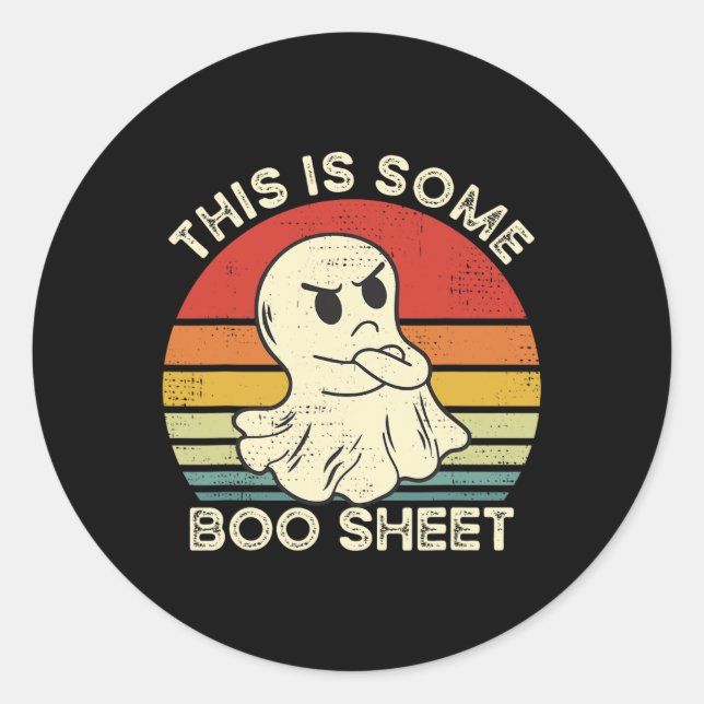 This Is Some Boo Sheet Fun Ghost Retro Halloween C Classic Round Sticker (Front)