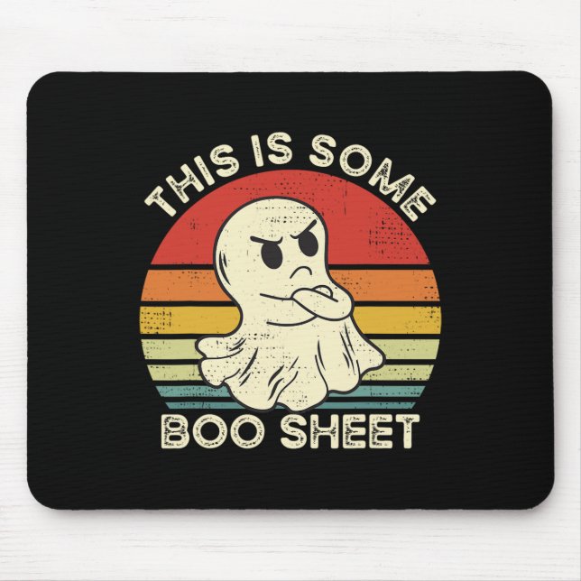 This Is Some Boo Sheet Funny Ghost Retro Halloween Mouse Pad (Front)
