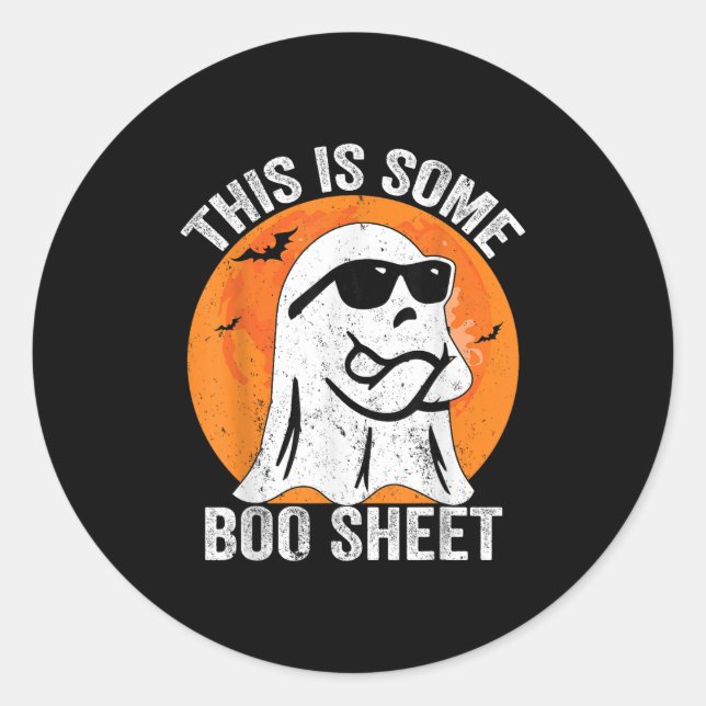 This Is Some Boo Sheet Funny Halloween Angry Ghost Classic Round Sticker (Front)