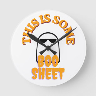 This Is Some Boo Sheet – Funny Halloween Ghost Pun Round Clock
