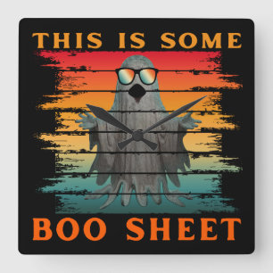 This is some boo sheet funny halloween ghost square wall clock